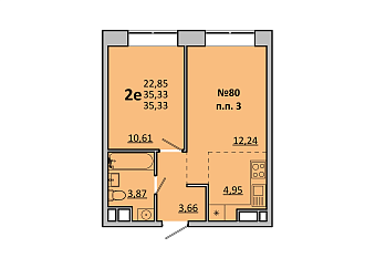 Двухкомнатные квартиры 35,33